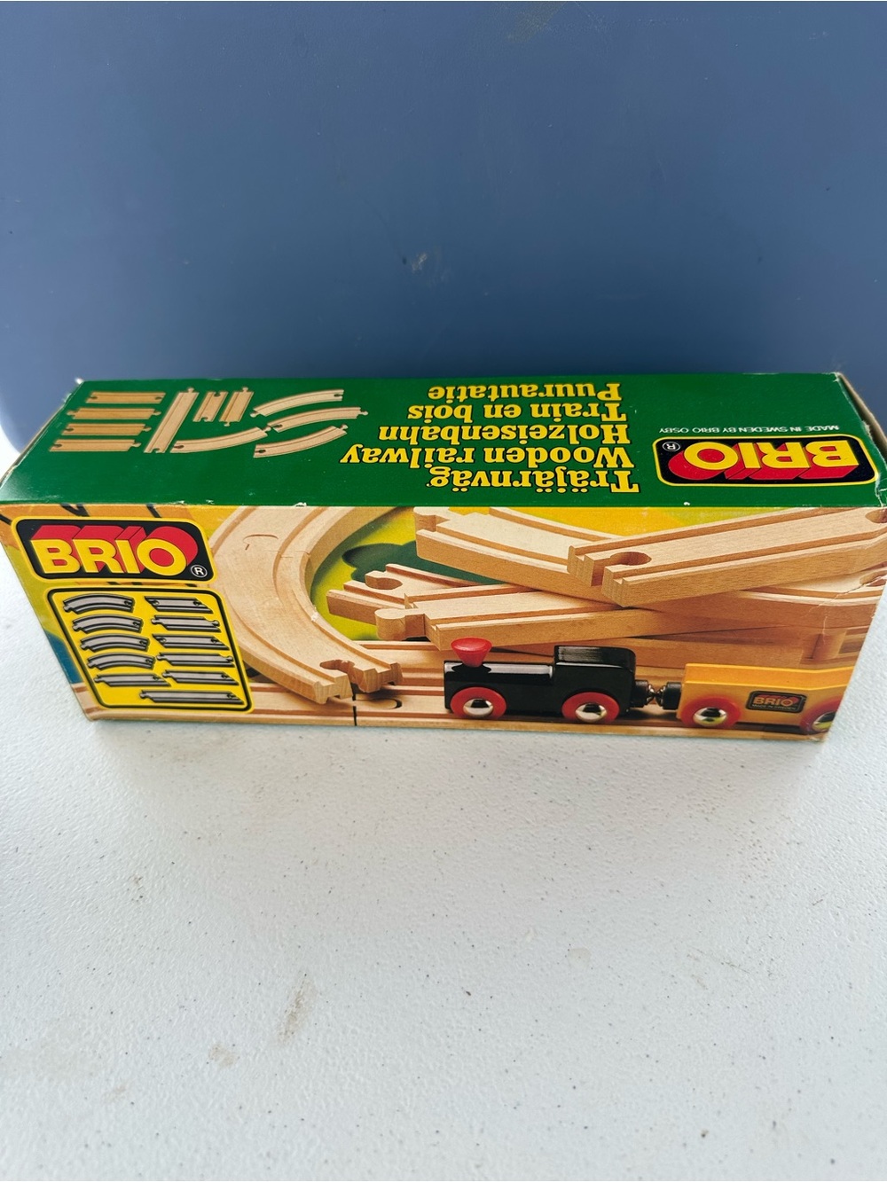 Black & Yellow Wooden Train Engine with Red Wheels